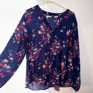 Floral Torrid Long Sleeve Navy Blouse 2x Plus Size